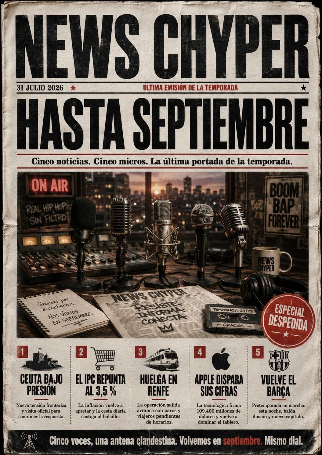 Cierre de temporada · Hasta septiembre