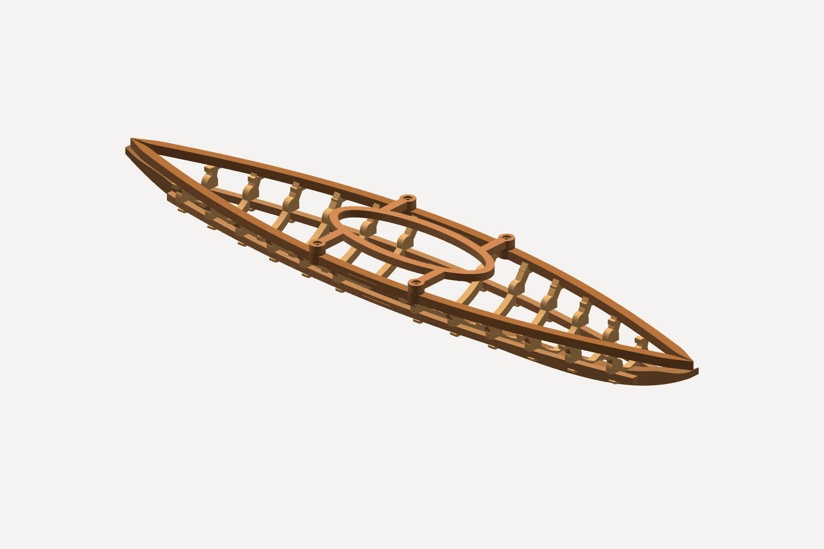 CAD-Ansicht von Kayak Frame 320 V5 ELEGANCE RC1. Ein Maßstabsmodell, kein Foto eines gebauten Bootes.